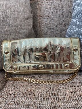 Michael Kors Michael Kors Delancy Mirror Metallic Logo Flap Shoulder Bag